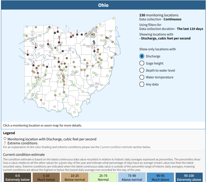 ohio stream flow map